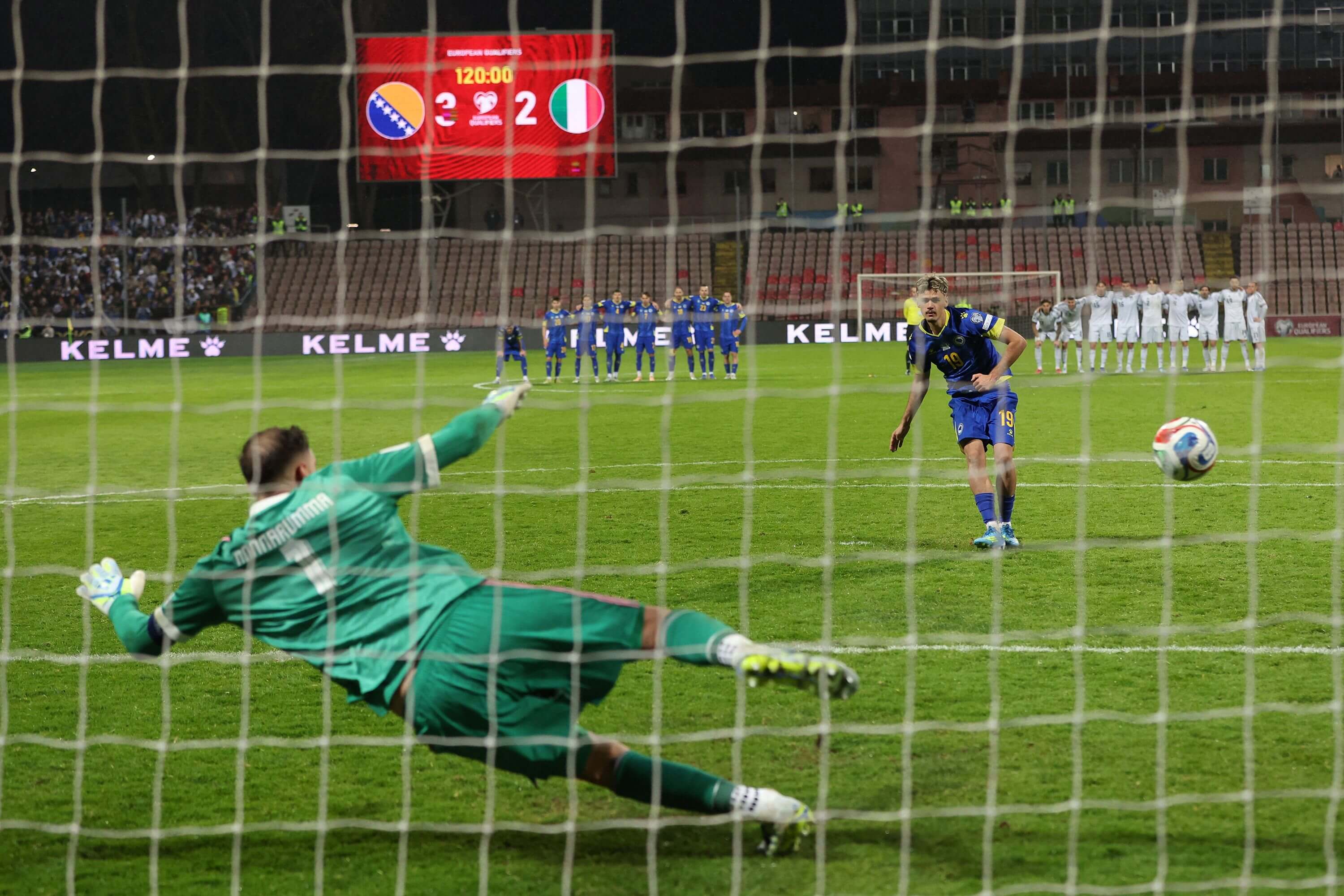 Bosnia Herzegovina players celebrating after penalty shootout win over Italy in World Cup 2026 qualifying